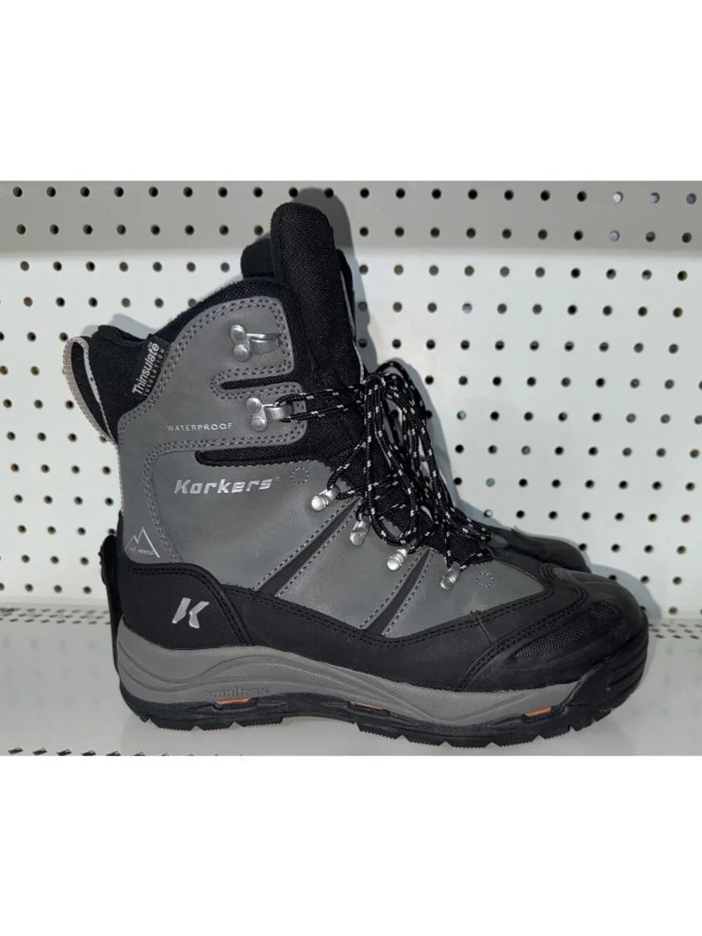 Korkers SnowJack Mens Leather Insulated WP Winter Snow Boots Size 9 Gray Black